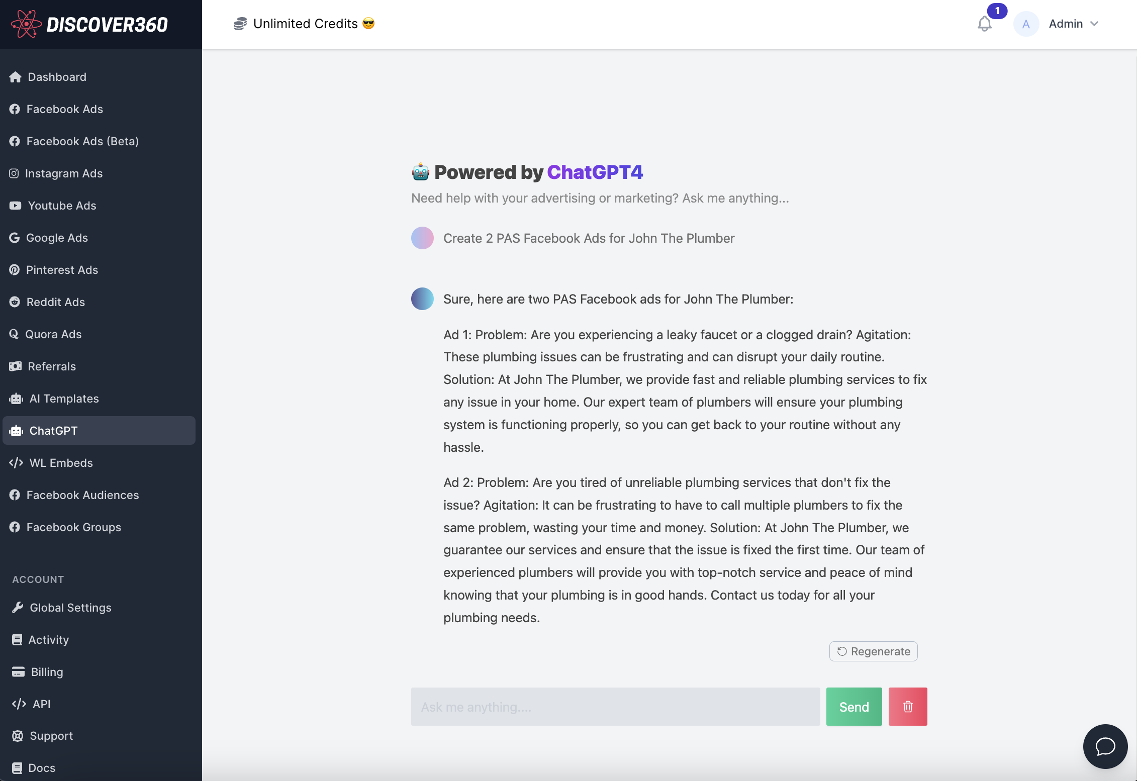 Customer profile user interface